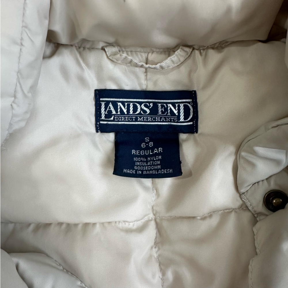 Lands’ End Oversized Goose Down Puffer Vest Tan Women’s Size Small - Picture 4 of 10